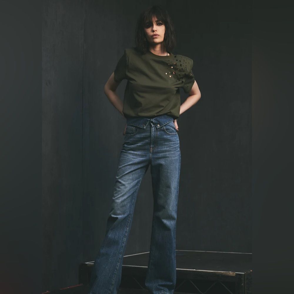 Ser.O.Ya Seroya Valerie High Rise Wide Leg Fold Over Waist Jeans In Modesto
